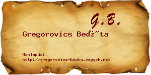 Gregorovics Beáta névjegykártya
